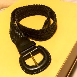 Black leather belt .